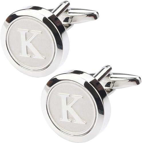 Photo 1 of  Mens Classic Stainless Steel Letter K Cufflinks Stainless Steel