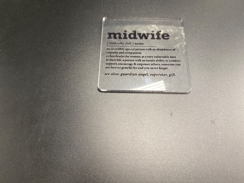 Photo 2 of Acrylic Midwife Definition Sign, 4 x 4 inches, Modern Decorative Signage