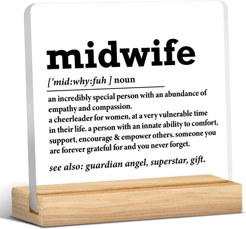 Photo 1 of Acrylic Midwife Definition Sign, 4 x 4 inches, Modern Decorative Signage