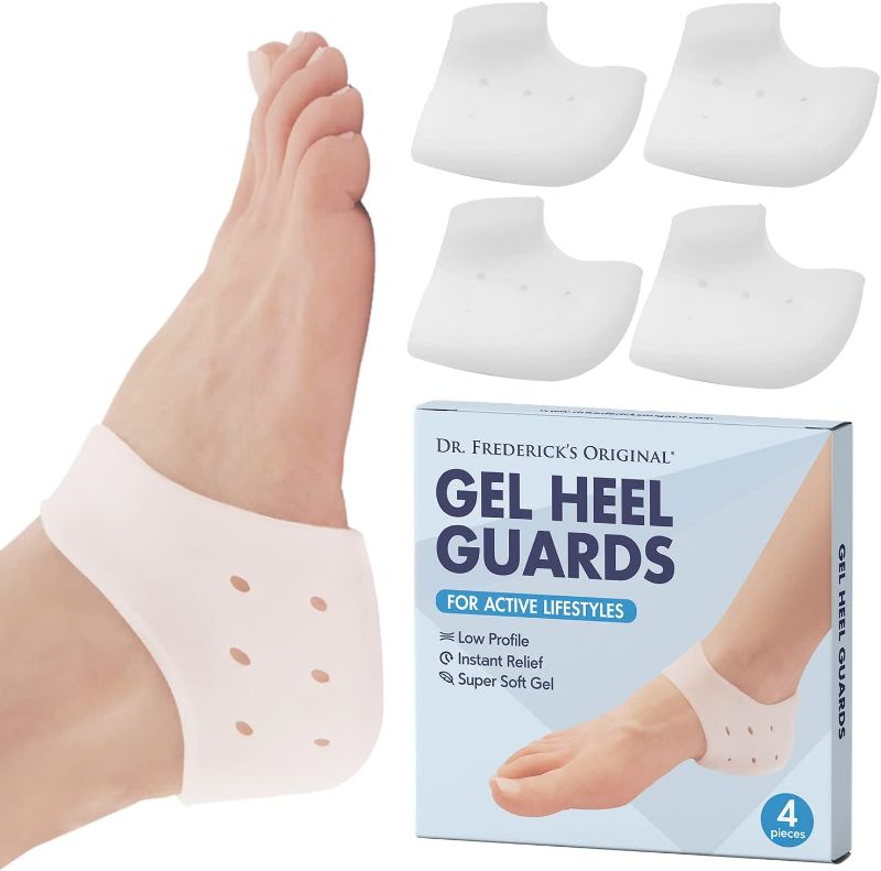 Photo 1 of Dr. Frederick&#39;s Original Gel Heel Guards - 4ct. - Heel Cups for Heel Pain Relief - Plantar Fasciitis - Soft Heel Protectors - Gel Inserts - Cushions for Bone Spurs, Heel Spurs, Gout
Roll over image to zoom in
Dr. Frederick's Original Gel Heel Guards -