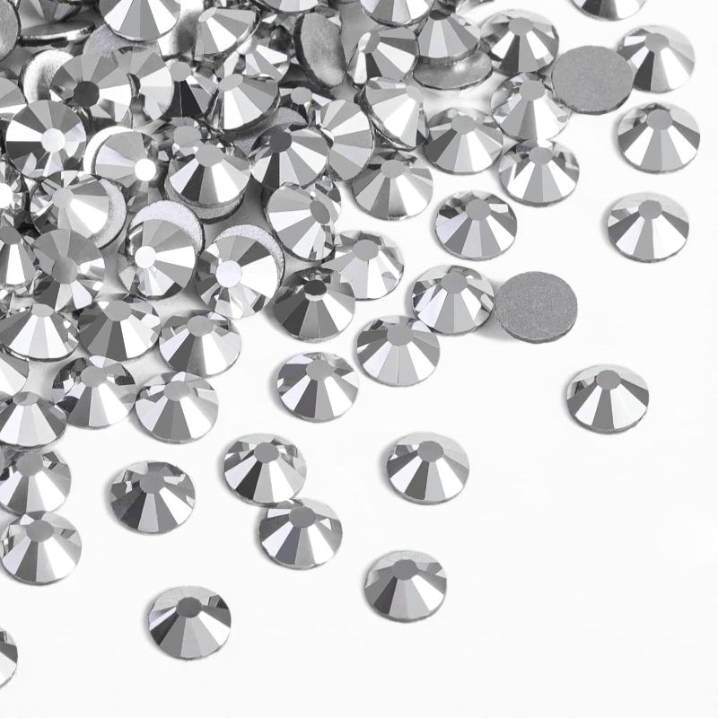 Photo 1 of Beadsland Flat Back Crystal Rhinestones Round Gems for Nail Art and Craft Glue Fix,Silver Hematite (4.6-4.8mm) SS20/1440pcs