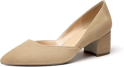 Photo 1 of Size 7 Eldof Women's Pointed Toe Cut Out D'Orsay Slip On Mid Block Heel Pumps Comfortable 2 Inch Block Heels for Dress Party Wedding
