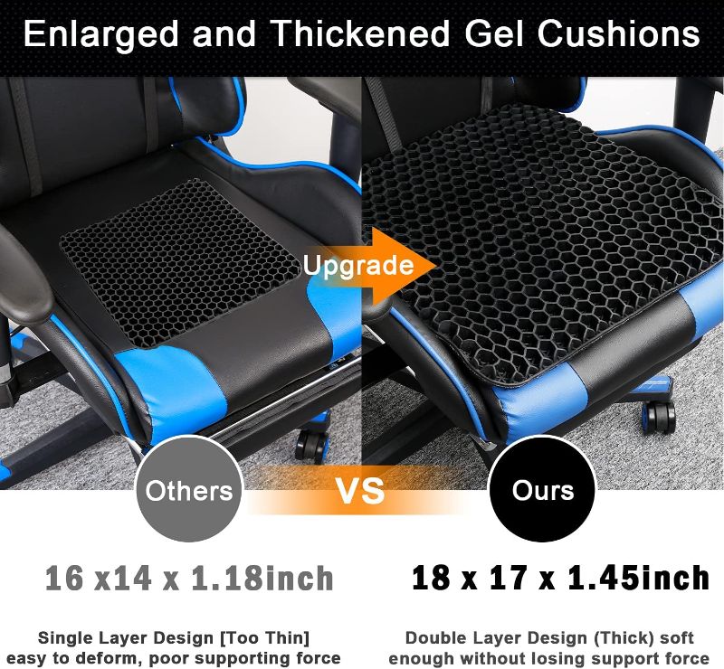 Photo 2 of Gel Seat Cushion, Cooling Thick Big Breathable Honeycomb Design Absorbs Pressure Points Seat Cushion with Non-Slip Cover for Office Chair Home Cars Wheelchair
