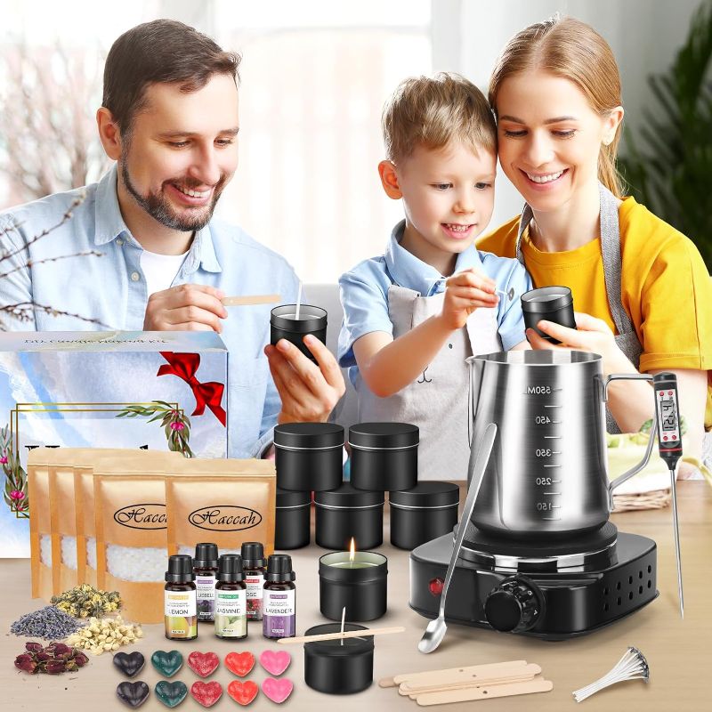 Photo 2 of Complete Candle Making Kit with Wax Melter, Making Supplies,DIY Arts&Crafts Gift for Kids,Beginners,Adults,Including 500w Electronic Stove,Wicks,Rich Scents,Dyes,Melting Pot,Candle tins
