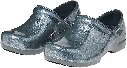 Photo 1 of SIZE 10 WOMANS Anywear SRANGEL Women's Healthcare Professional Closed Back Clog, 5, Silver Cloud Pearl Glitter
