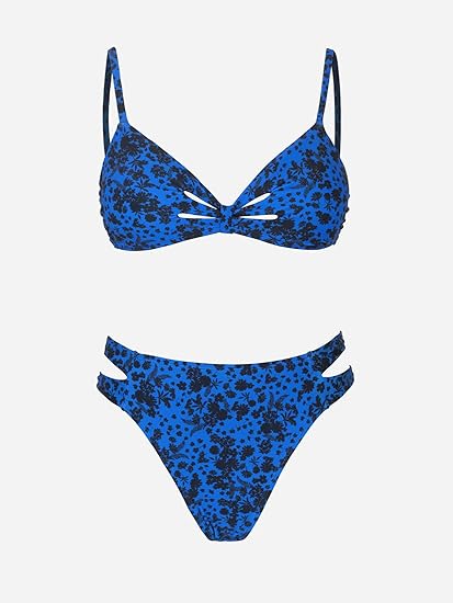 Photo 3 of Size MEDIUM CUPSHE Women's Bikini Set Two Piece Swimsuit V Neck Cutout Cheeky Back Hook Floral
