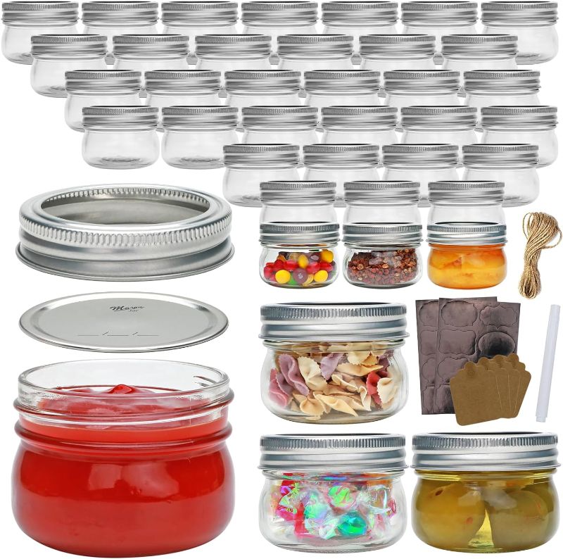 Photo 1 of 40 Pack Mason Jars, 4 oz Food Storage Jars with Split-Type Metal lids, Glass Canning Jars for Jams, Overnight Oats, Candies, Honeys, Snacks,DIY Projects,Wedding/Party/Shower Favors
