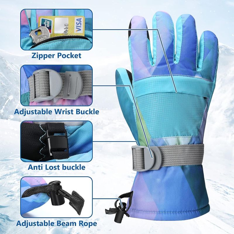 Photo 2 of Small Ski Gloves, Warmest Waterproof and Breathable Snow Gloves for Cold Weather, Fits Both Men & Women,for Parent Child Outdoor
