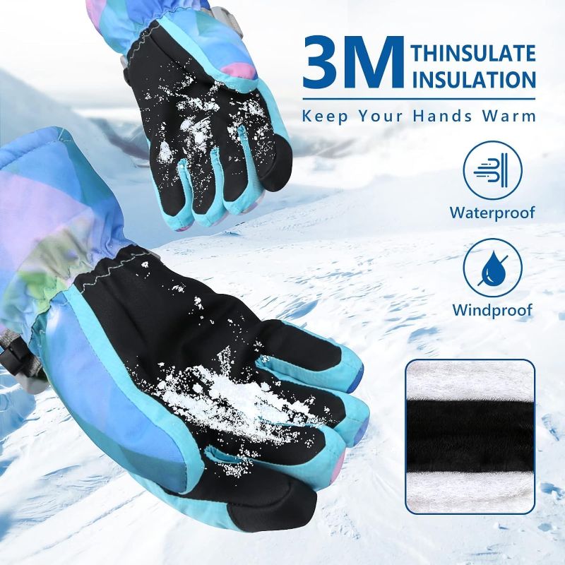 Photo 3 of Small Ski Gloves, Warmest Waterproof and Breathable Snow Gloves for Cold Weather, Fits Both Men & Women,for Parent Child Outdoor
