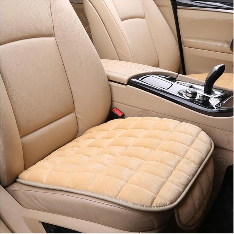 Photo 1 of 2PCS Car Seat Cushion,[Autumn Winter Car Essentials] Soft Plush Car Seat Covers with Storage Pocket for Comfortable Driving,Universal Car Interior Accessories Memory Foam Seat Cushion (Beige)
