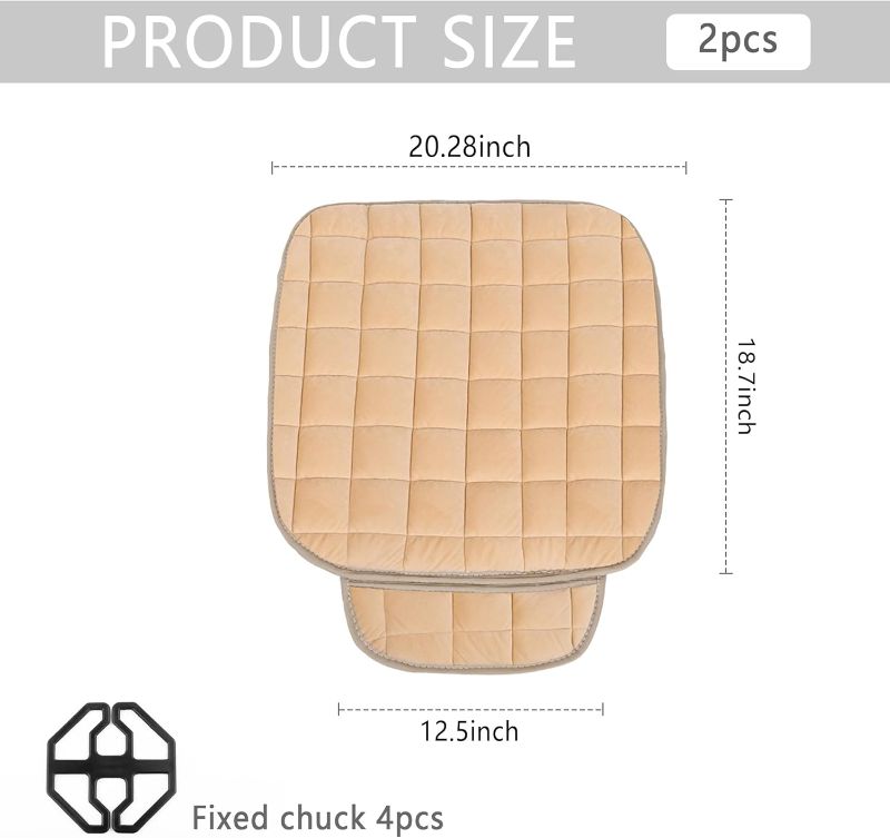Photo 1 of 2PCS Car Seat Cushion,[Autumn Winter Car Essentials] Soft Plush Car Seat Covers with Storage Pocket for Comfortable Driving,Universal Car Interior Accessories Memory Foam Seat Cushion (Beige)
