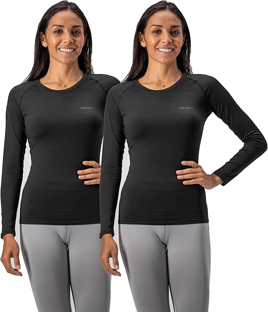 Photo 1 of XS Black DEVOPS Women's 2 Pack Thermal Long Sleeve Shirts Compression Baselayer Tops
