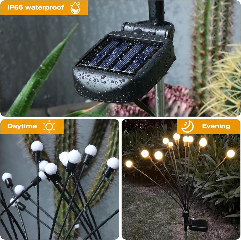 Photo 3 of 6 Pack Solar Garden Lights, 40 LED Solar Firefly Lights Solar Lights Outdoor Waterproof,Sway with The Wind, Solar Lights Outdoor, for Garden Lawn Patio Decoration