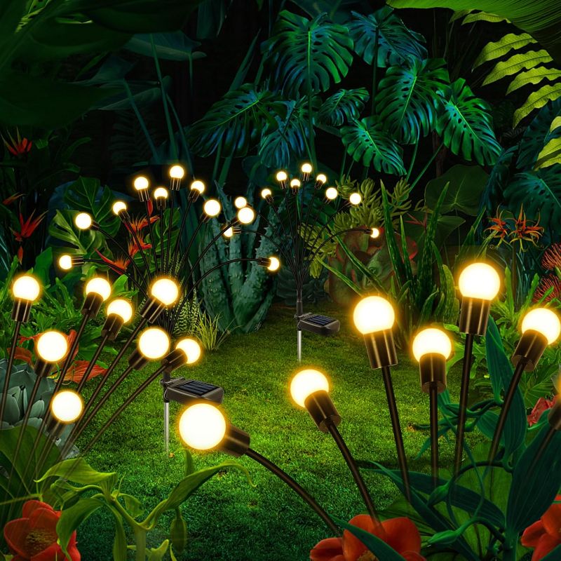 Photo 2 of 6 Pack Solar Garden Lights, 40 LED Solar Firefly Lights Solar Lights Outdoor Waterproof,Sway with The Wind, Solar Lights Outdoor, for Garden Lawn Patio Decoration