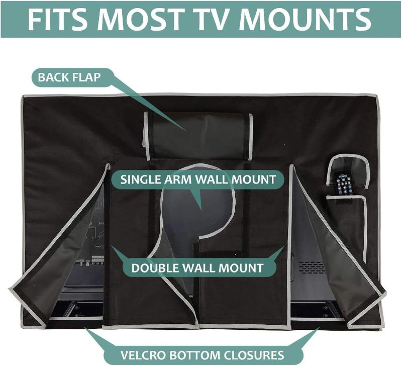 Photo 1 of 60/65 Inch TV Outdoor Tv Cover All Weather Waterproof Tv Cover 22inches-70inches Compatible with All Kinds of Tv Stands, Black
