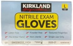 Photo 2 of 1 Box Kirkland Signature Nitrile Exam Multi-Purpose Large Gloves Latex-free, 200 Count, White
