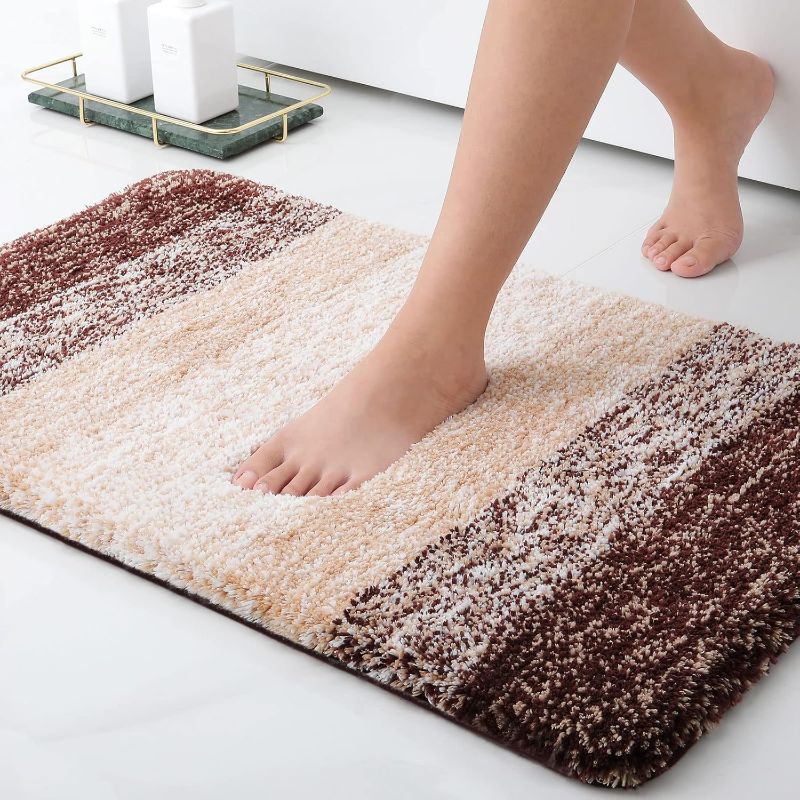 Photo 1 of Arotive Microfiber Bathroom Rugs, Shaggy Soft and Absorbent Bath Rug, Non-Slip, Thick Plush Bathroom Mat, Machine Washable Dry Bath Mats for Bathroom, Tub and Shower, 30" x 20", Brown
