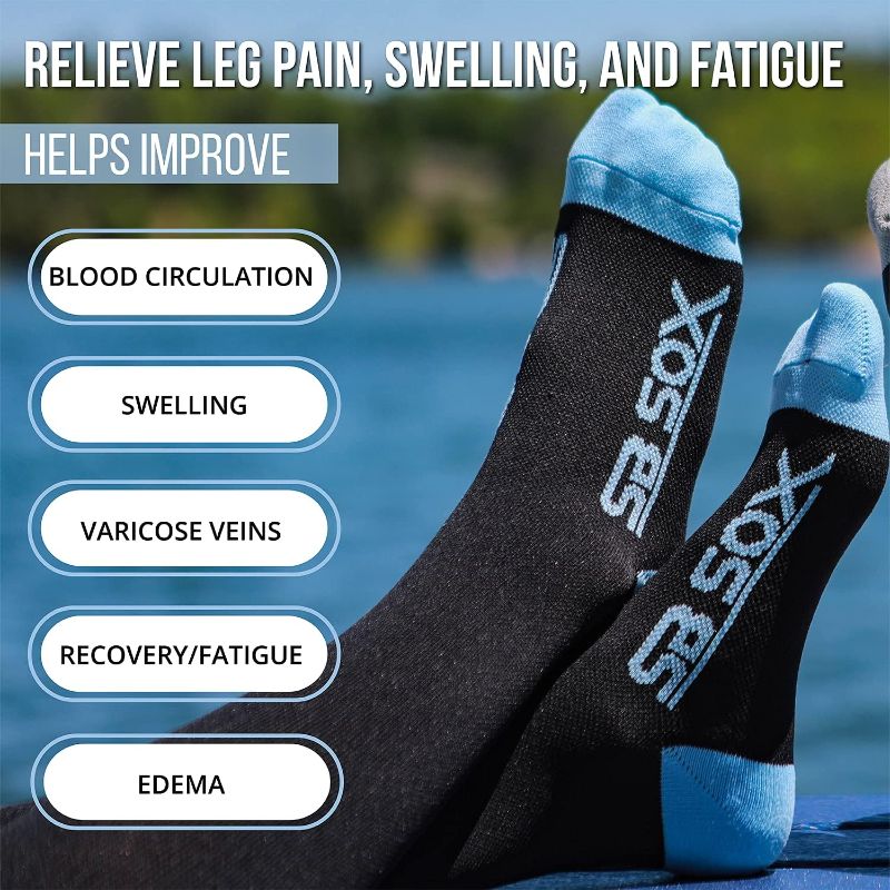 Photo 2 of 9.5-10.25" 1Pair SB SOX Compression Socks (20-30mmHg) for Men & Women – Best Compression Socks for All Day Wear, Better Blood Flow, Swelling!