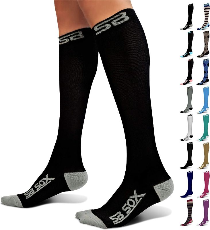 Photo 1 of 9.5-10.25" 1Pair SB SOX Compression Socks (20-30mmHg) for Men & Women – Best Compression Socks for All Day Wear, Better Blood Flow, Swelling!