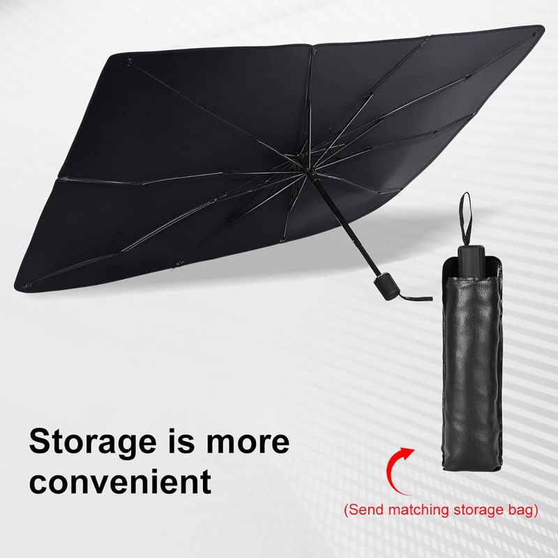 Photo 1 of Small Cars Foldable Car Windshield Umbrellas, Car Windshield Sun Shade Umbrella for Front Windows, Suitable for Windshields of Various Car Models (Small)
