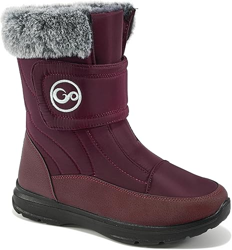 Photo 1 of 4.5 Almusen Snow Boots for Womens Winter Shoes: Warm Fur Lining Mid Calf Boots Women Anti Slip Waterproof Hook Loop Comfortable Outdoor Boot