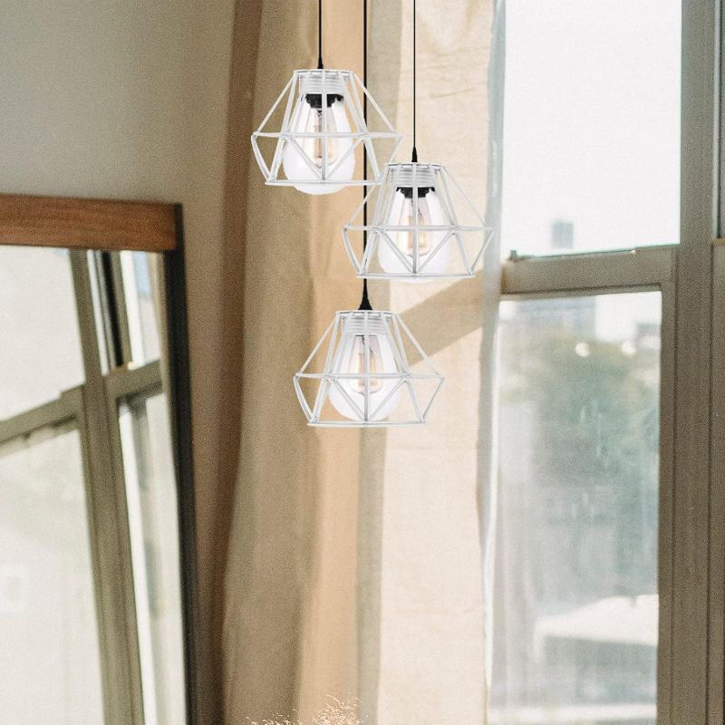 Photo 3 of 1 Pcs Metal Cage Lamp Shade: Industrial Lamp Shade Decorative Lamp Guard Clip- on Chandelier Light Covers Ceiling Pendant Light Fixture for Table Wall Floor Ceiling 