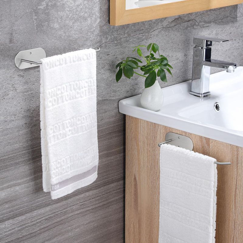 Photo 2 of Hand Towel Holder - 2 Packs Hand Towel Bar, Self Adhesive Hand Towel Rack, 8 1/2 Inch Towel Ring for Bathroom or Kitchen, No Drilling