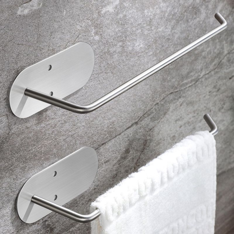 Photo 1 of Hand Towel Holder - 2 Packs Hand Towel Bar, Self Adhesive Hand Towel Rack, 8 1/2 Inch Towel Ring for Bathroom or Kitchen, No Drilling