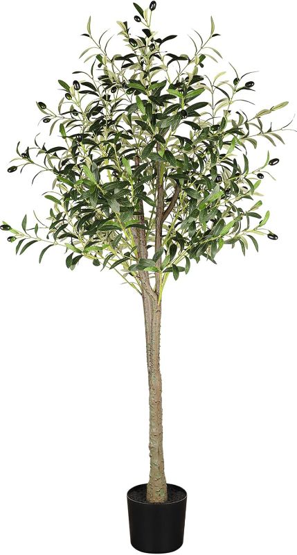 Photo 1 of 1 YOLEO Artificial Olive Tree 5FT Tall Faux Silk Plant for Home Office Indoor Decor Fake Olive Tree with Lifelike Olive Leaves