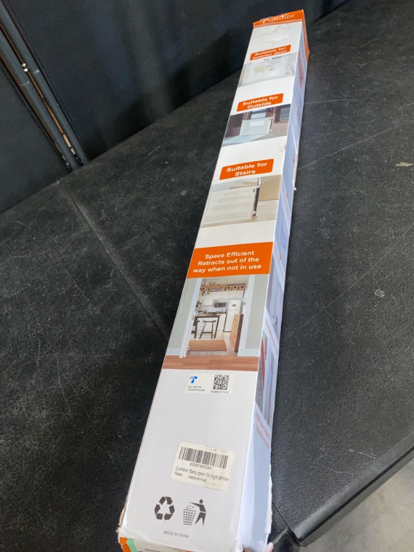 Photo 1 of 1 Cumbor Baby Gate Retractable Gates for Stairs, Mesh Dog Gate for The House, Wide Pet Gate 33" Tall, Extends to 55" Wide, Long Child Safety Gates for Doorways, Hallways, Cat Gate Indoor/Outdoor(White)
