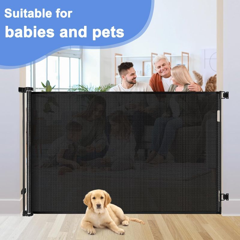 Photo 2 of 1 Black 42" Tall X 75" Wide Extra Tall Dog Gate Tall Dog Gates for Doorways Dog Gates for The House Extra Tall Retractable Baby Gates Extra Tall Retractable Dog Gate Extra Tall Retractable Gate Tall Pet Gate