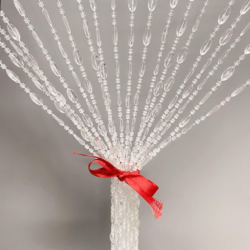 Photo 2 of 2 Pack Clear Beaded Curtains for doorways Indoor Divider Screen Partition Living Room Bedroom 20 Strands Beads Curtain Bathroom Doorway Crystal Cut Home Decorations
