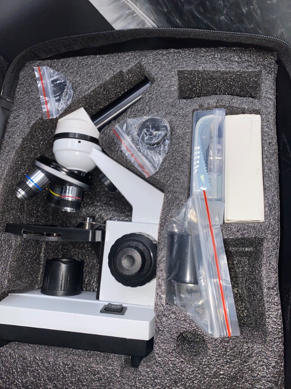 Photo 3 of Microscope for Adults Kids Students, 40X-2000X Microscope for Beginners, Biological Microscope Kit with Phone Holder, 10pcs Specimen Slides, 20 Pcs Slides & 100pcs Coverslips, Storage Bag