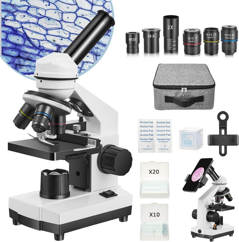 Photo 1 of ompound Trinocular Microscope, 40X-5000X Magnification, Research Grade Professional Microscope with USB Camera and Mechanical Stage, Microscope for Adults