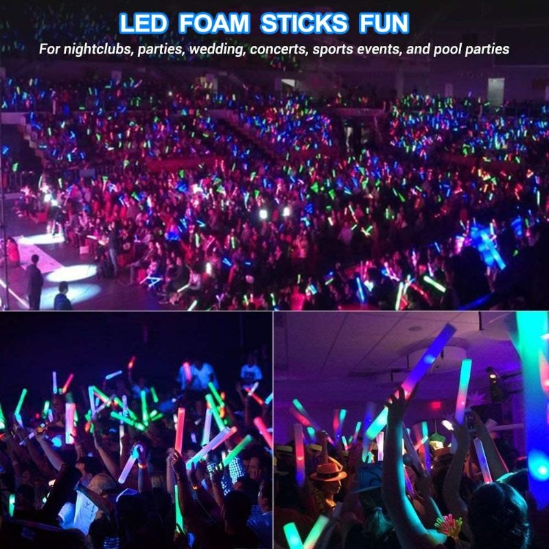 Photo 2 of Glow Sticks Bulk,156pcs LED Foam Sticks Wedding Party Favors Supplies 3 Flashing Modes Glow in The Dark Party Supplies light up foam Sticks for Birthday,Christmas,Concerts,DJ
