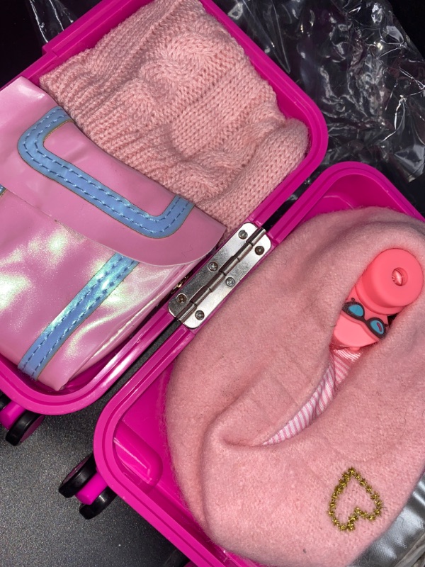 Photo 2 of 18-inch-Doll-Clothes and Accessories - Doll-Travel-Suitcase Luggage, Doll-Clothes and Shoes, Bag, Sunglasses, Camera, Passport, Notebook, Phone, pad Doll Travel Gear Play Set Fit 18 inch Doll