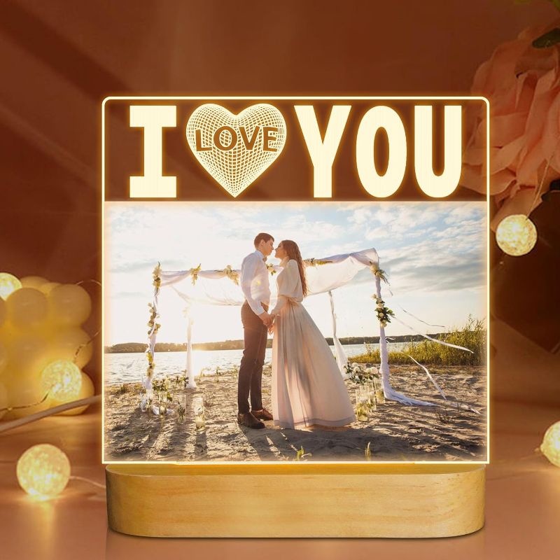 Photo 1 of Attivolife I Love You Picture Frame, Light up Photo Frame with Warm LED Night Light, Desktop Display Creative Memory Gifts for Couple Women Mom Valentine Day Wedding Anniversary Present(4x6'' Photo)