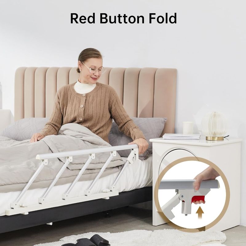 Photo 2 of ELENKER Bed Rails for Elderly Adults, Folding Bed Assist Seniors Safety Bed Guard Rail Handle to Prevent Falling Out of Bed, 48.6"x16.3"