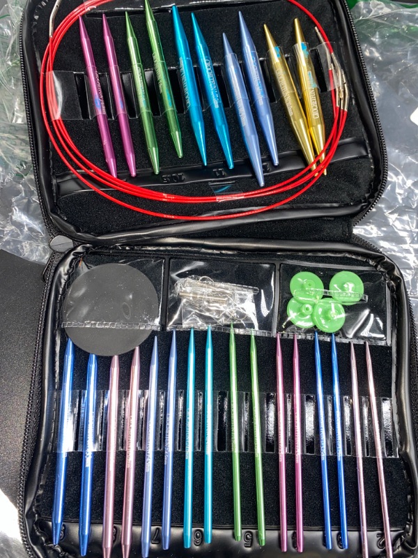 Photo 2 of 13 Pairs Interchangeable Circular Knitting Needles Set Circular Knitting Needles Kit with Zipper Storage Case Size from 2.75mm to 10mm