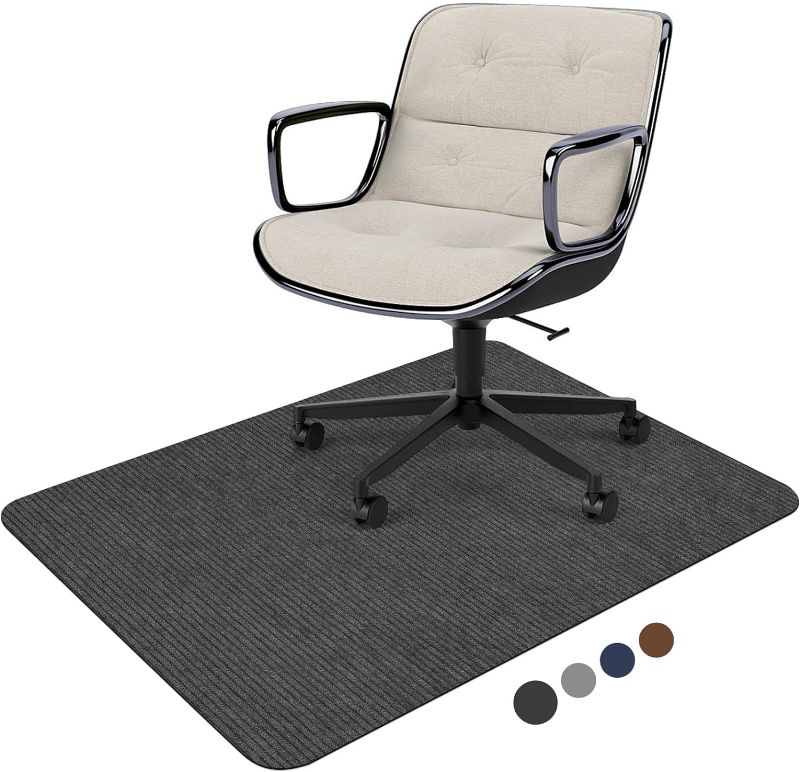 Photo 1 of Desk Chair Mat for Hardwood Floor Corduroy Surface 55"x35" Office Chair Mat for Rolling Chairs,Large Anti-Slip Backing Under Desk Low-Pile Office Rug Floor Mat for Office/Home