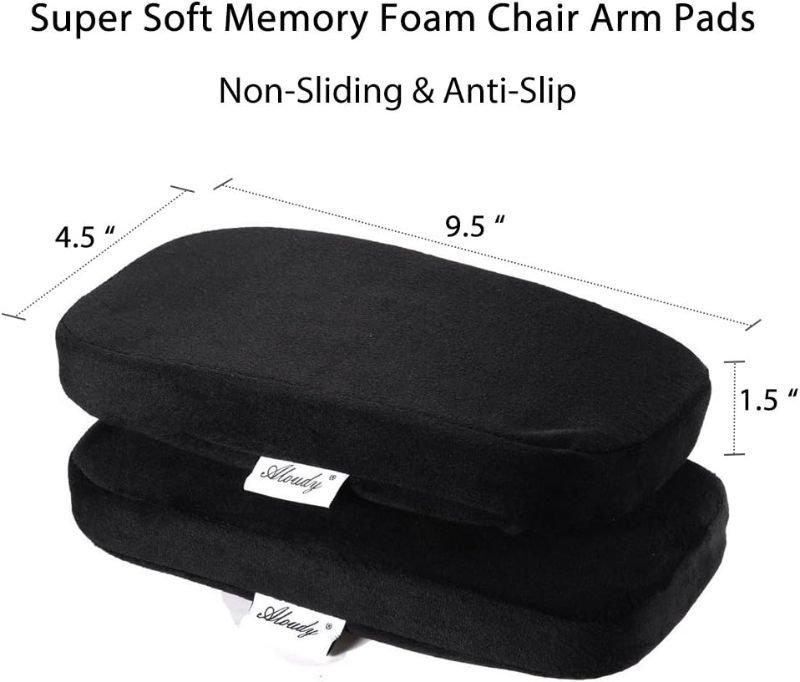 Photo 1 of Aloudy Ergonomic Memory Foam Office Chair Armrest Pads, Comfy Gaming Chair Arm Rest Covers for Elbows and Forearms Pressure Relief(Set of 2), Stretch Fit, Black