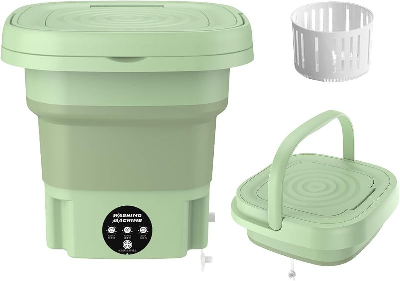 Photo 1 of MacLehose Mini Portable Washing Machine, Mini Washer and Dryer Combo, 9L,Foldable,Mini Washer for Baby Clothes, Underwear or Socks,Small Clothes, Camping&Travel Laundry,Portable Washer Machine(green)