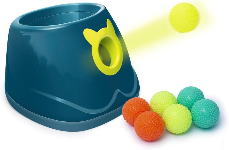 Photo 1 of Automatic Ball Launcher, Including 6 Small Sized Latex Balls, Adjustable Launch Distance, Suitable for Small to Medium Sized Dogs (Blue)