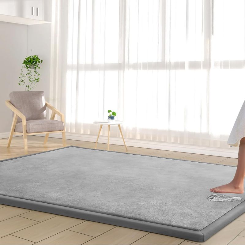 Photo 1 of Baby Play Mat Nursery Rug - 6’7” X 4’11” Memory Foam Area Rug Soft Padded Carpet - 1" Thick Playmat for Babies, Toddlers, Infants, Kids - Crawling Mat Used Rugs for Living Room with Non-Slip (Grey)