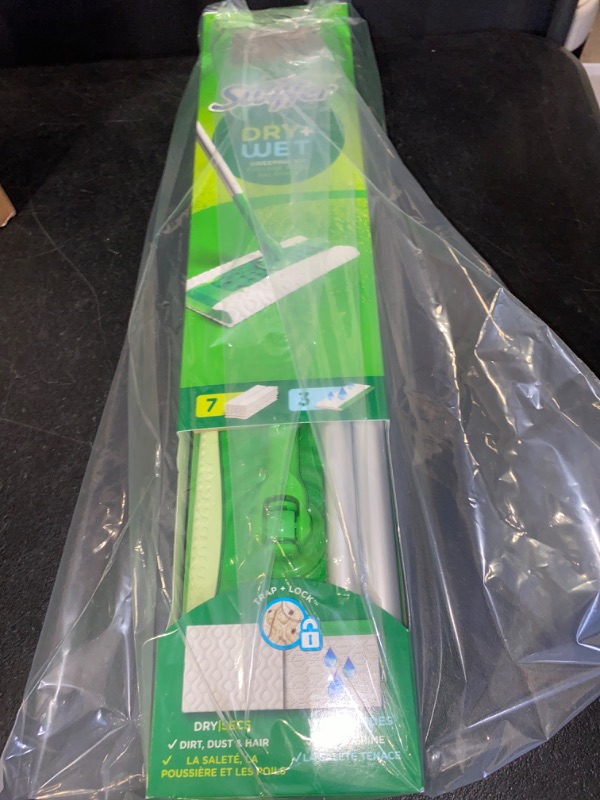 Photo 2 of Swiffer Sweeper Dry + Wet Multi Sweeping Kit (1 Sweeper, 7 Dry Cloths, 3 Wet Cloths)