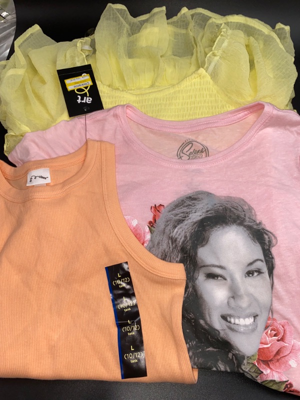 Photo 1 of  (S 10-12)  3 Pcs Large Art Class Girls Clothing 1 Tank Top 1 Selena Shirt 1 Yellow Dress  