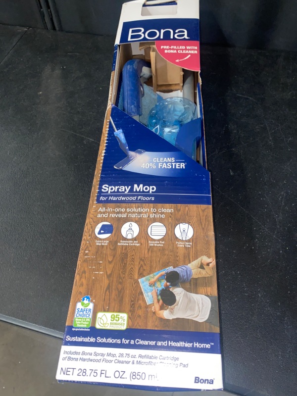 Photo 3 of Bona Wood Floor Mop Starter Kit - 1 Spray Mop, 1 Reusable Microfiber Mopping Pad, 1 Refillable Wood Floor Cleaner Liquid