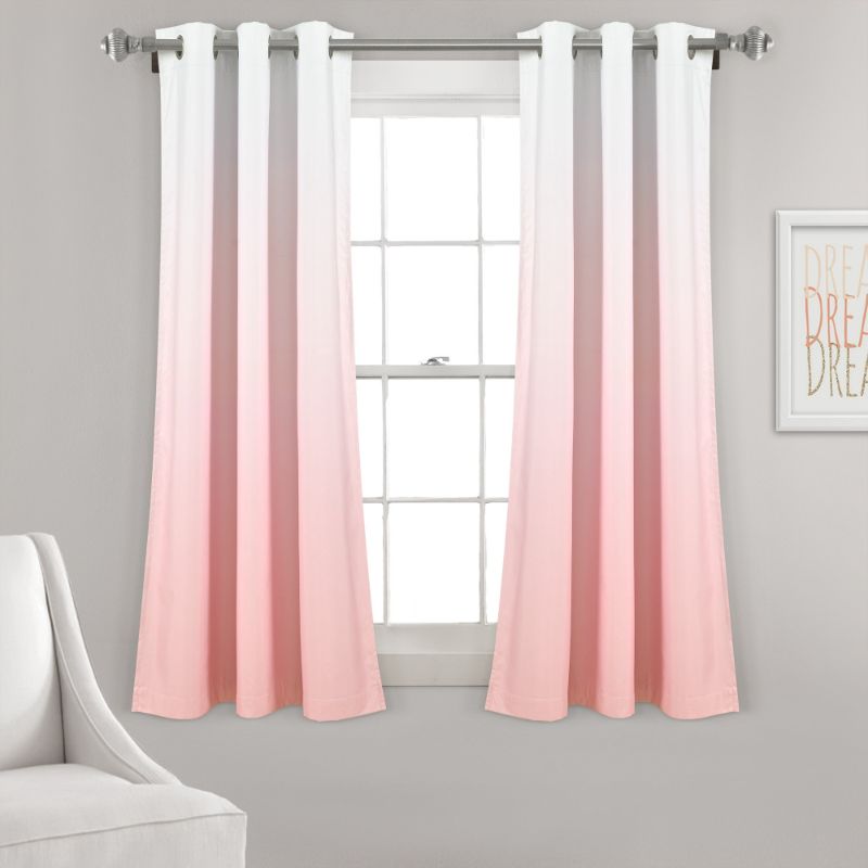 Photo 1 of Blush Mia Ombre Insulated Grommet Blackout Room Darkening Curtain 38 in. W X 63 in. L (Set of 2)