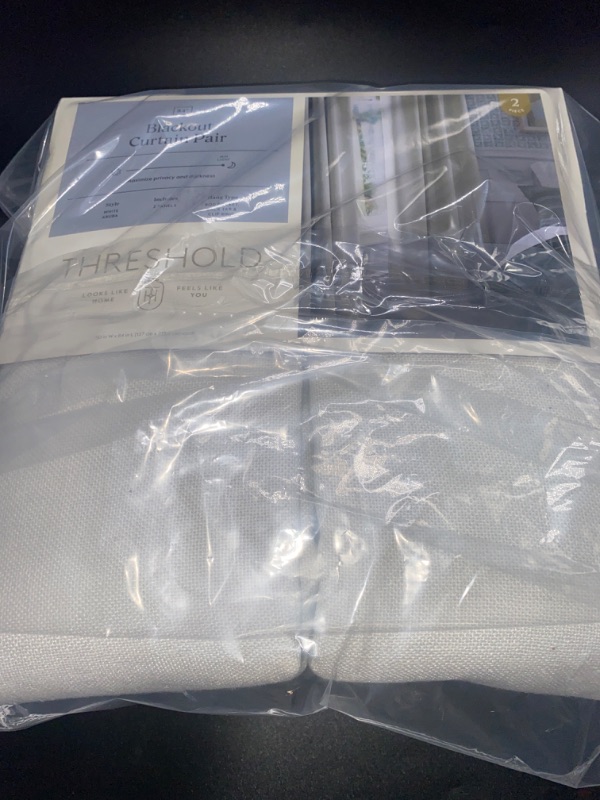 Photo 1 of 2pk 50"x84" Blackout Aruba Curtain Panels Off White - Threshold