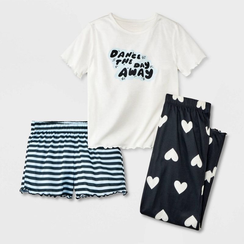 Photo 1 of Girls' 3pc Short Sleeve Pajama Set - Cat & Jack™ Black M